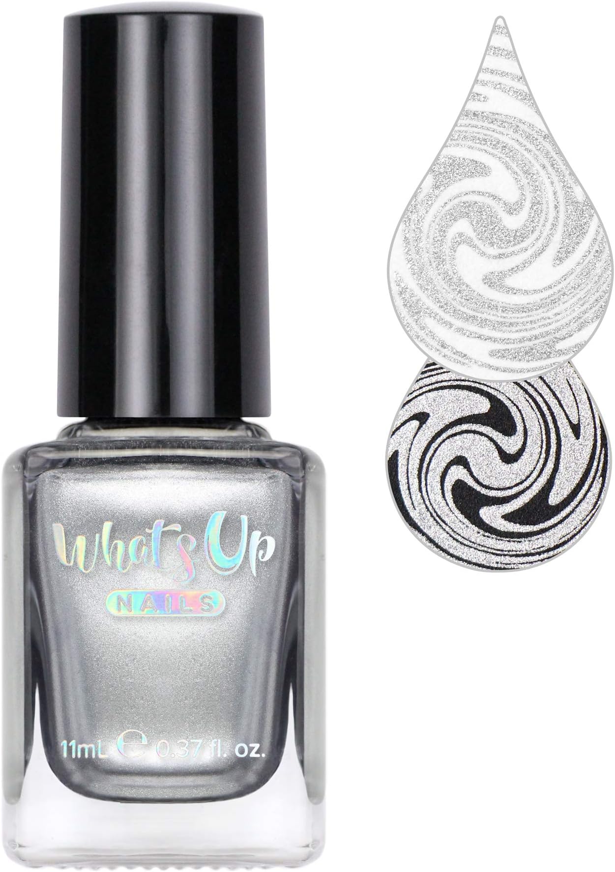 Whats Up NailsSilver Ag-ent Stamping Polish Silver Metallic Lacquer for Stamped Nail Art Design 7 Free Cruelty Free Vegan