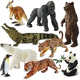 Zippytots 9 PCS Zoo Animal Toys for Kids 3-5 Realistic Plastic Wild Animal Figurine Toys Educational Learning Toy for Kids Boys Girls Toddlers