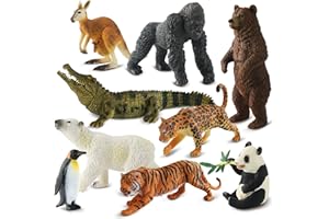 Zippytots 9 PCS Zoo Animal Toys for Kids 3-5 Realistic Plastic Wild Animal Figurine Toys Educational Learning Toy for Kids Boys Girls Toddlers