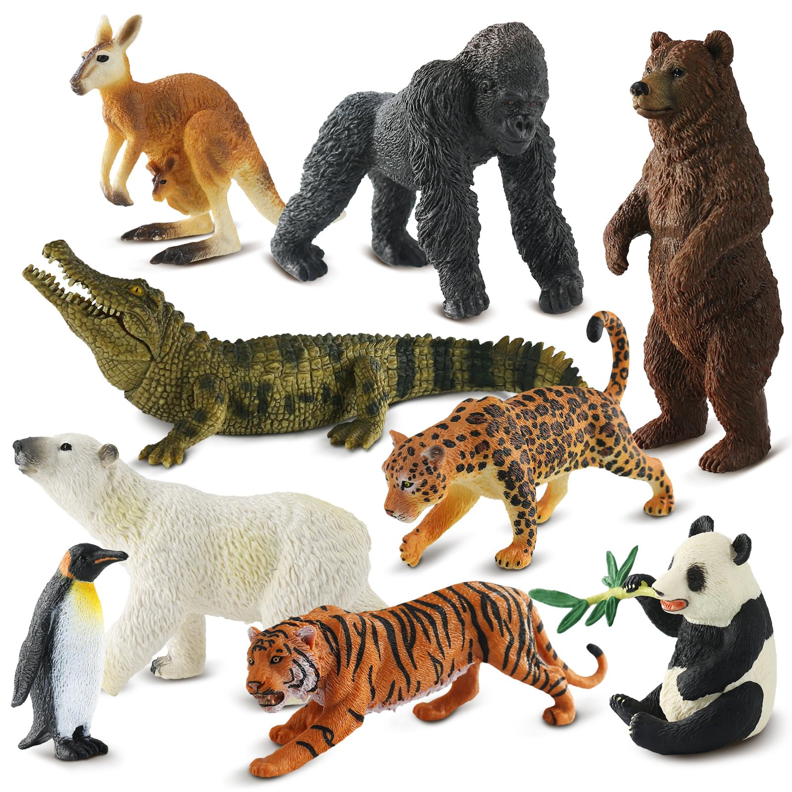 Photo 1 of Zippytots 9 PCS Zoo Animal Toys for Kids 3-5 Realistic Plastic Wild Animal Figurine Toys Educational Learning Toy for Kids Boys Girls Toddlers