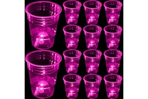 mishunyus 24 pcs (Pink) Glow-in-The-Dark Cup Set for Party Event Fun, 16 oz Cups, Wedding House Parties Birthdays Concerts Weddings BBQ Beach Holidays