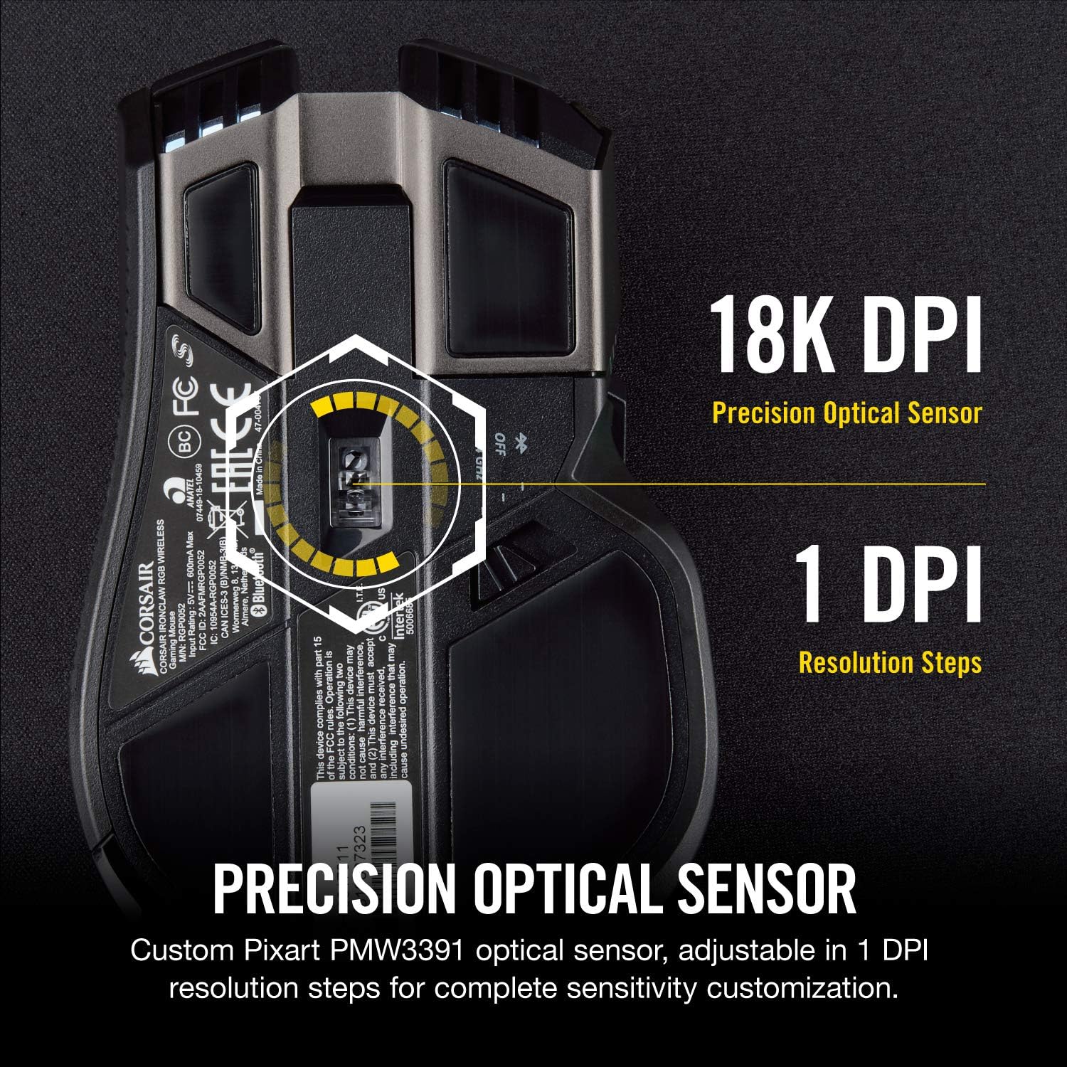 Corsair Ironclaw Wireless RGB - FPS and MOBA Gaming Mouse - 18,000 DPI Optical Sensor - Sub-1 ms SLIPSTREAM Wireless: Computers & Accessories