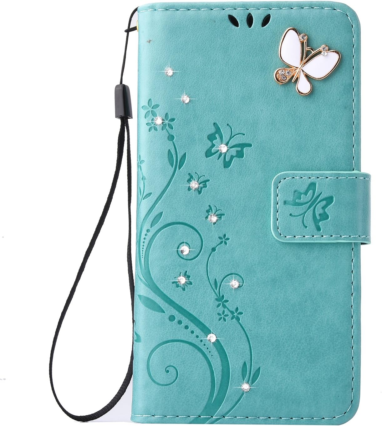 Xperia XZ Case, Sony Xperia XZ Leather Case Wallet Flip Cover Bling Diamonds Design Holster Case With Pocket ID Credit Card Holders/Cash Slots Case Cover (Sony Xperia XZ, green)