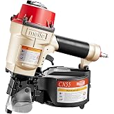 meite CN55 Coil Nailer Pneumatic Nail Gun for 15 Degree 1" to 2-1/4" Nails | Heavy Duty Air Coil Nail Gun for Woodworking, 400rd Mag, 360&deg; Exhaust, for Hardwood Pallets Siding Decking Sheathing Fencing