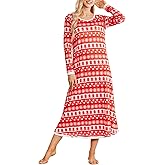 Ekouaer Nightgown Women Long Sleeve Sleepwear Full Length Long Nightshirt Soft Loungewear S-4XL