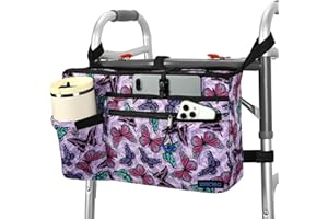 ZHCHG Walker Bag with Cup Holder, Walker Accessories for Seniors Detachable, Foldable Walker Basket with Big Capacity, Best Gift- Purple (Not Fit Rollator Walkers)