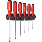 PB Swiss Tools Slotted Screwdriver Set PB 8240 | 100% Swiss Made | 6-Piece SwissGrip Screwdriver Set Size 1/2/3/4/5/6 Including Practical Wall Mount