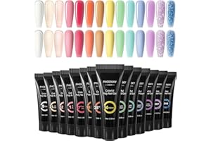 Poly Nail Gel Kit, Phoenixy 14 Color 15ml Poly Nail Extension Gel Blue Purple Builder Nail Gel Kit Gifts for Women