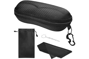 MoKo Semi Hard Shell Sunglasses Case, Unisex Protective Eyeglass Case Glasses Case Holder with Metal Hanging Hook