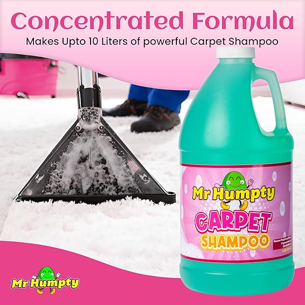MR HUMPTY CARPET SHAMPOO CONCENTRATE – POWERFUL CARPET CLEANING CONCENTRATE, CLEANS AND REFRESHES HEAVILY SOILED CARPET, COMMERCIAL GRADE, 1 YEAR SUPPLY 1.89L (64OZ)