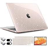 TWOLSKOO for MacBook Air 13.3 inch Case 2021-2018 M1 A2337 A2179 A1932 with Retina Display, Plastic Hard Shell Case with Keyboard Cover & Type C Adapter 2 Pack & Camera Cover, Starlight