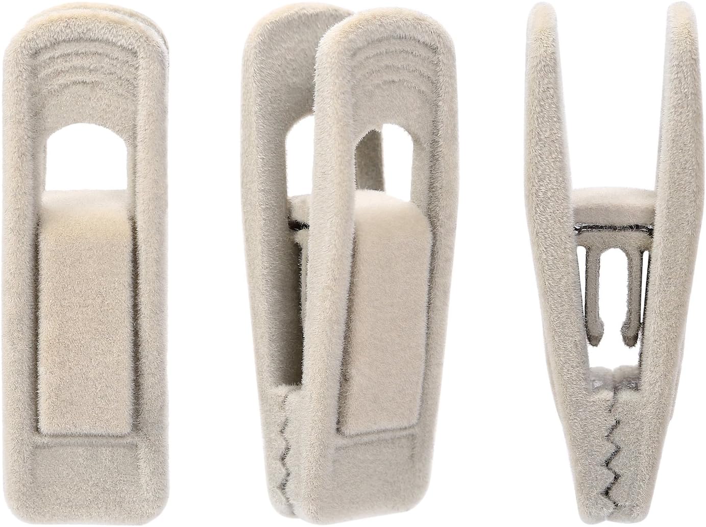 Pinklover Velvet Hangers Clips 20 Pack, Pants Hangers Velvet Clips, Strong Finger Flocked Clips Perfect for Slim-line Clothes Velvet Hangers (Beige)