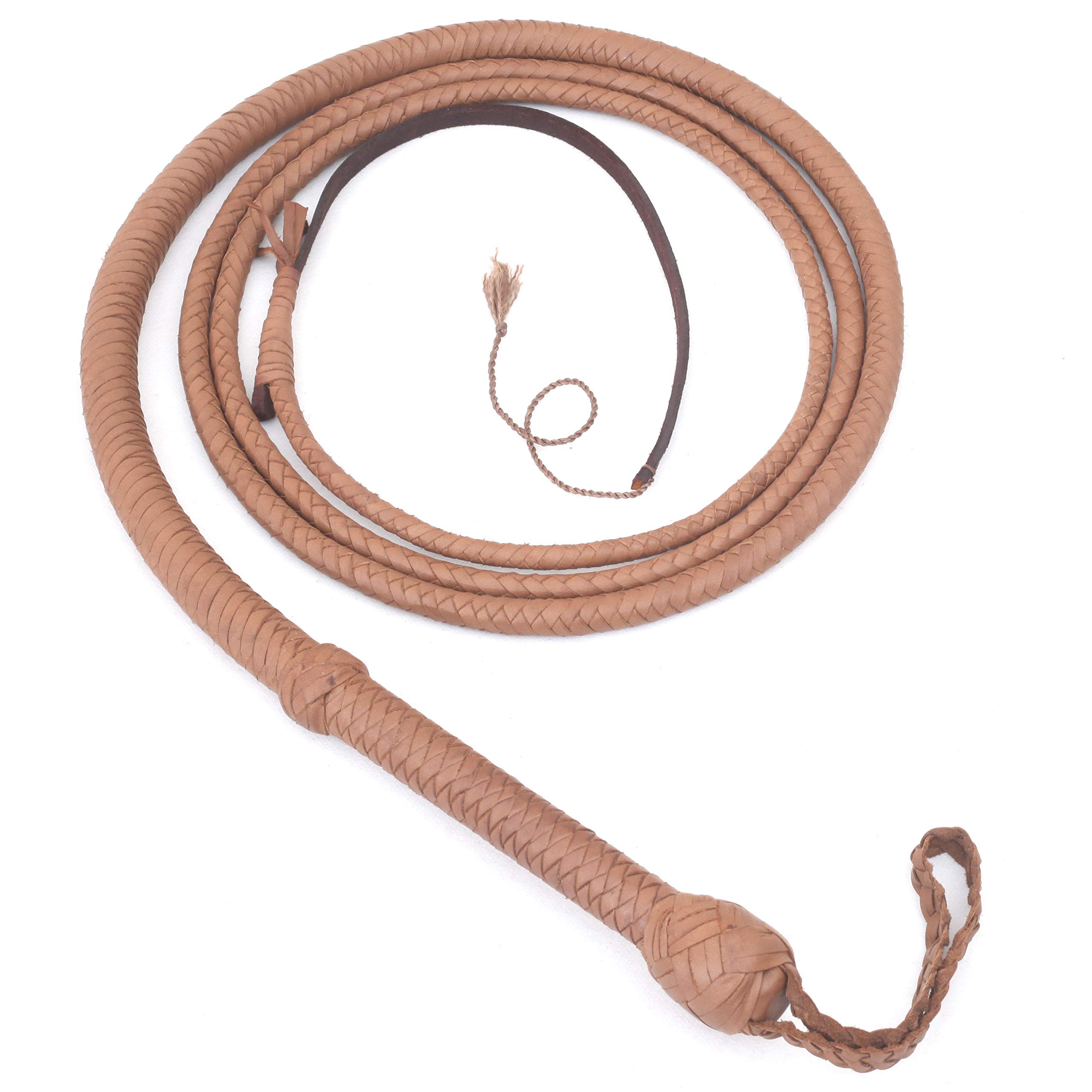 Indiana Jones Style 10 Foot 8 Plait Natural Tan Leather Bullwhip Real Cowhide Leather Bull Whip