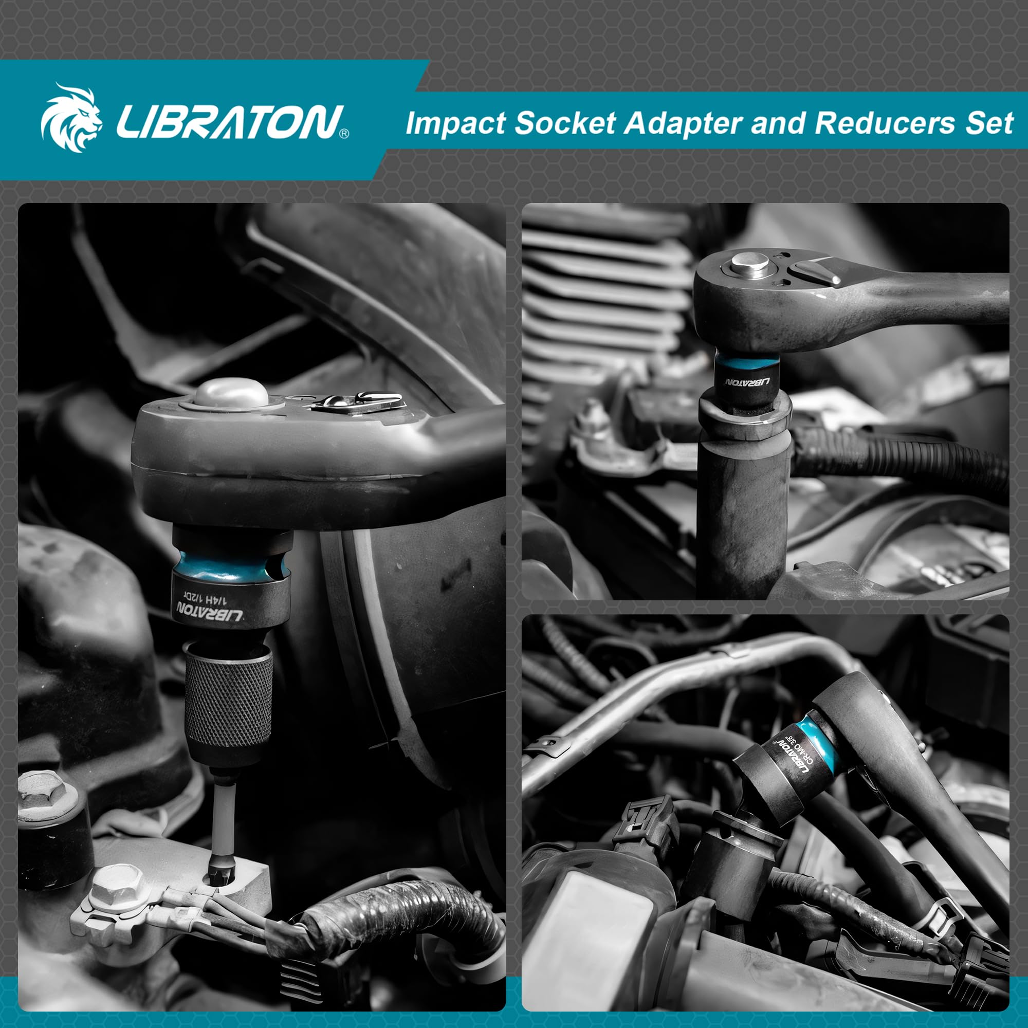 LIBRATON 11tlg Schlag-Steckschlüssel-Adapter, Reduzierset Stecknuss Adapter 9