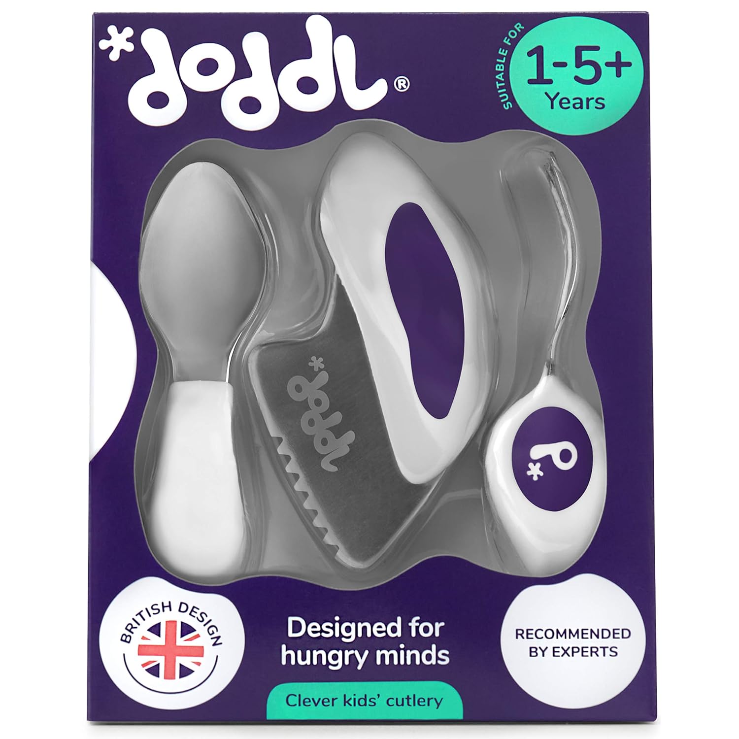 Doddl Cutlery Set for Children, Toddlers or Babies 12+ Months - Knife, Fork & Spoon Flatware - Teaches Self Feeding & Weaning with Silverware Utensils – Suitable for Home or Preschool Use (Blue) : Baby