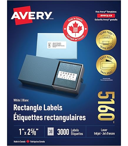 Avery White Rectangle Label, 1-1/2