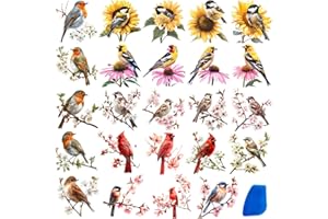 ZMRU 24 Sheets Vintage Rub On Transfers for Crafts, Cold IOD Transfers Stickers for Wood，Furniture Decals, Glass, Porcelain, Leather, Canvas, Fabric Projects,3 * 3inch(Flowers Birds)