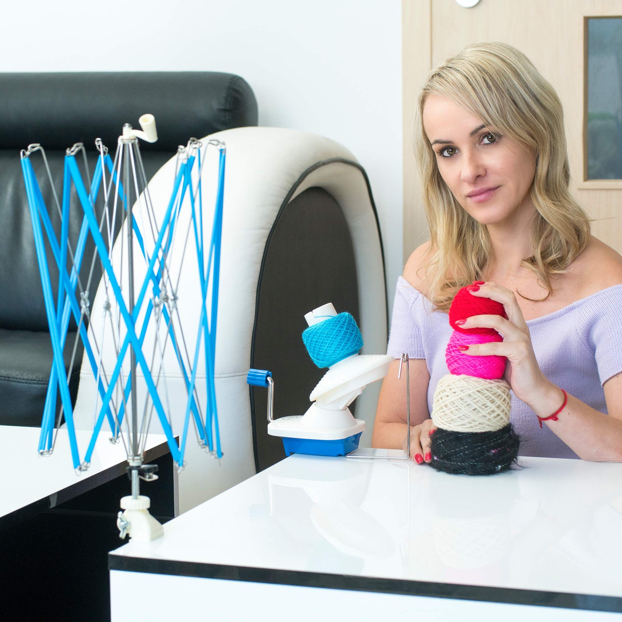 Olikraft 𝐘𝐚𝐫𝐧 𝐁𝐚𝐥𝐥 𝐖𝐢𝐧𝐝𝐞𝐫 for Crocheting and Umbrella Swift (with Skein