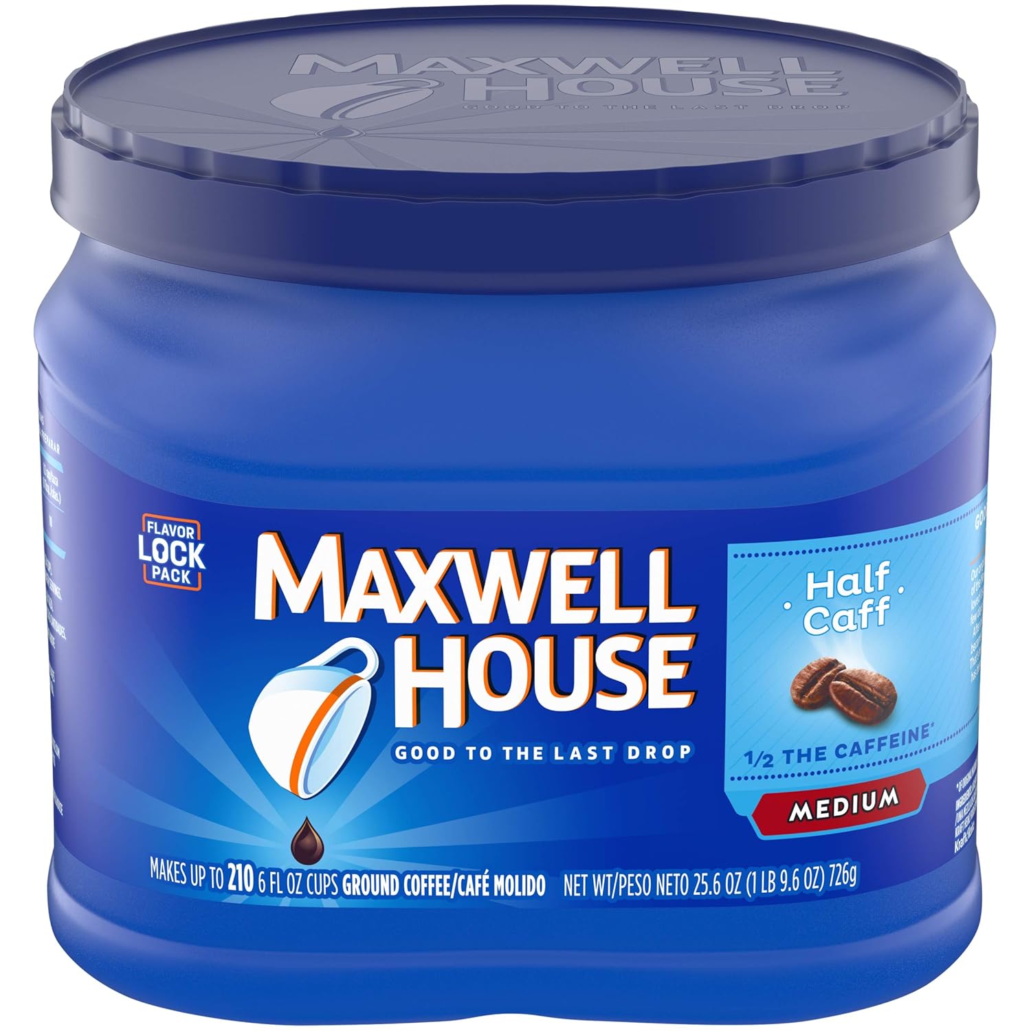 Amazon Com Maxwell House Half Caff Medium Roast Ground Coffee 25 6 Oz Canister Grocery Gourmet Food