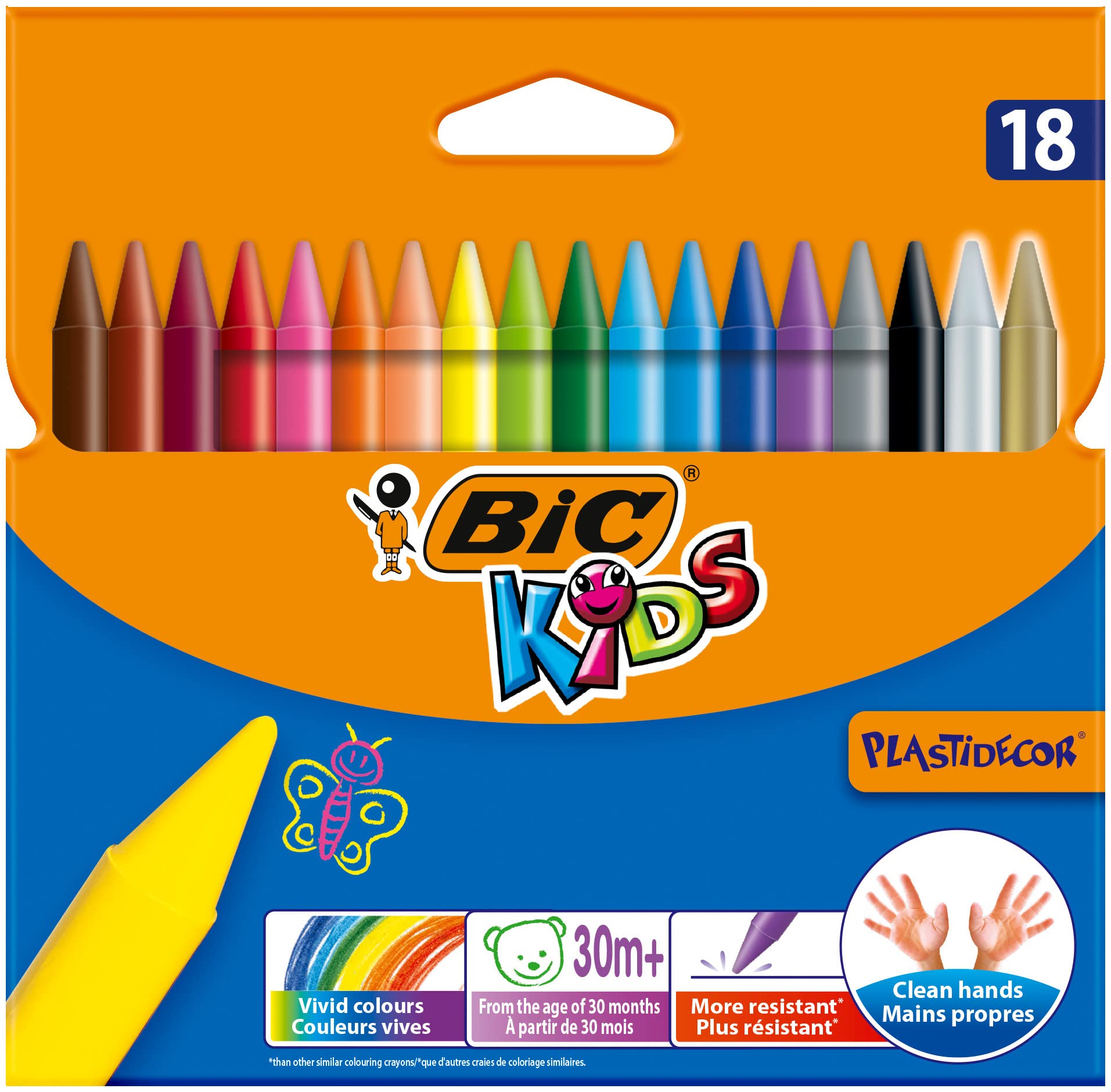 Bic Plastidecor Assorted Colored Crayons (Pack of 18)