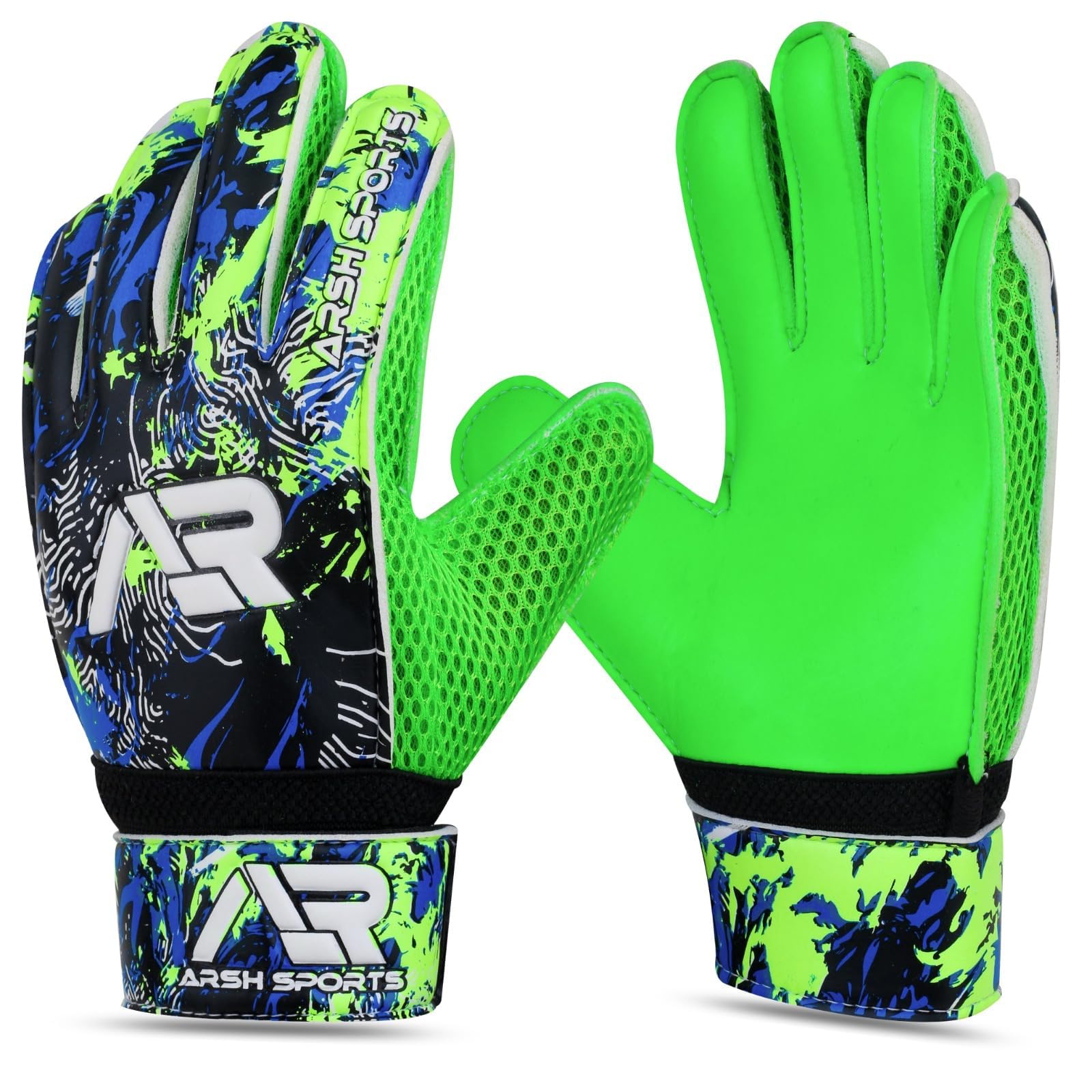 Photo 1 of Arsh Sports Soccer Goalie Gloves, Football Goalkeeper Gloves for Kids Youth & Adult Strong Grip Finger Save 4mm Latex Finger Spine Protection (Green, Size 6 Suitable for 12-14 Years)