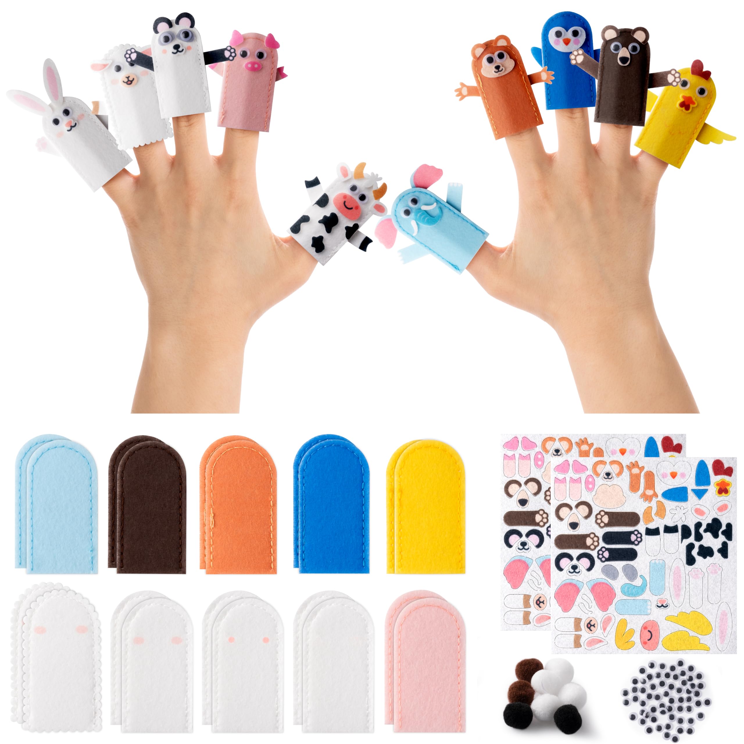 Photo 1 of COcnny Animal Finger Puppets Crafts - 20pcs DIY Farm Felt Hand Puppet Making Kit for Kids, Make Your Own Art Fingers Story Telling Toy, Animals Role Play for Boys Girls Toddles School Birthday