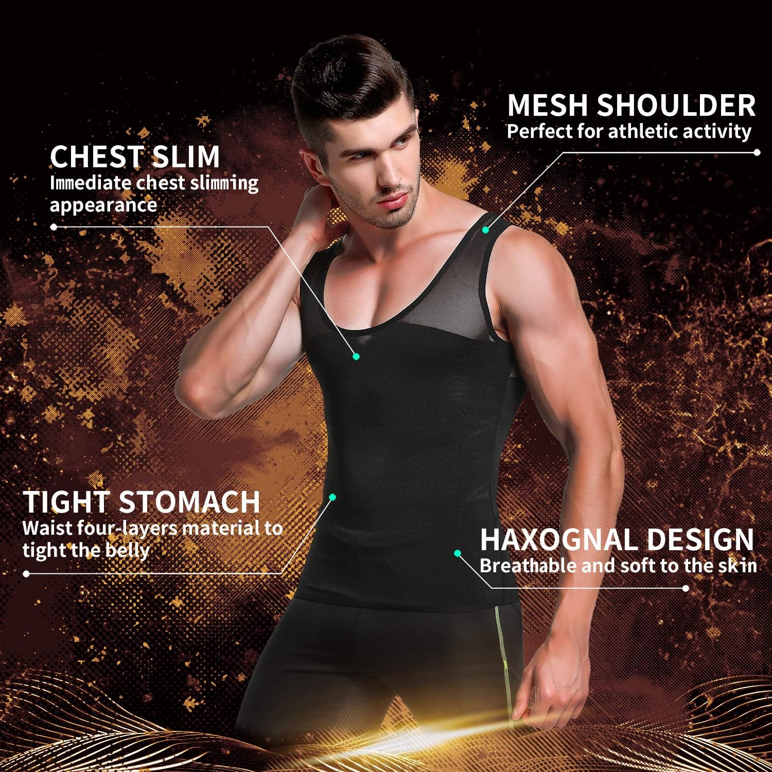 GKVK Mens Slimming Body Shaper Vest Chest Compression Shirt Abs Abdomen Slim Tank Top Undershirt at  Men’s Clothing store