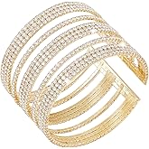Jojomina Multilayer Sparkling Rhinestone Cuff Bracelet For Women 11 Layers for Women Girls,Crystal Bangle Strand Wrap Bracelet for Party Prom Wedding