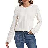 MAXTOOA Womens Sweater Color Block Blouse Shirt Long Sleeve Tunic Tops fall sweaters for women Valentine's Day Gifts