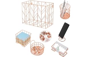 Fei Bi Hanging Rose Gold File Organizer, equipped with a 6-piece set of rose gold desktop accessories