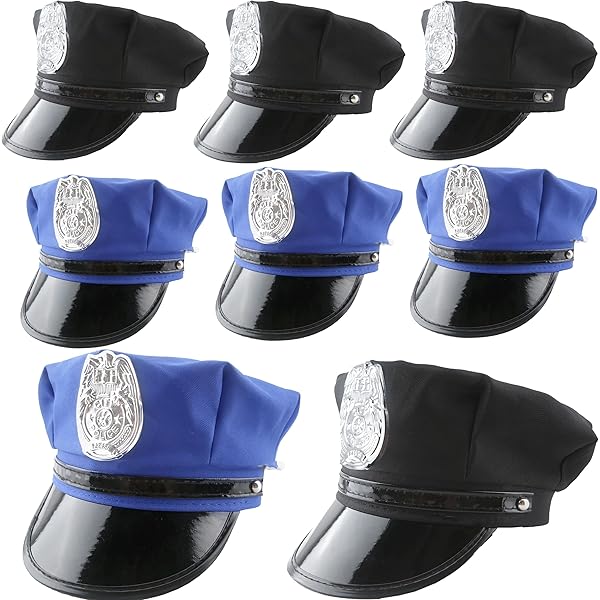 SGBETTER 8 Pack Adult Police Hat Black Policeman Cop Officer