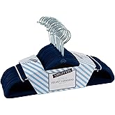 Simplify 25 Pack Kids Velvet Hangers | Slim | Non-Slip Design | Space Saving | Childrens Clothes | Shirts | Pants | Dresses | Baby Nursery | Closet Storage & Organization | Navy