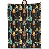 Turamurra Guitar Throw Blanket Gifts for Adults Kids, Colorful Electric Guitar Blankets for Living Room Bedroom Decor, Fuzzy Warm Flannel Plush 50"x60"