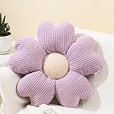 Sioloc Flower Shaped Throw Pillow, Fun Daisy Pillow, 15.7" Purple Cute Decorative Seat Cushion Aesthetic Flower Plush Pillows for Bed Floor Couch Chair