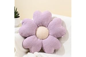 Sioloc Flower Shaped Throw Pillow, Fun Daisy Pillow, 15.7" Purple Cute Decorative Seat Cushion Aesthetic Flower Plush Pillows for Bed Floor Couch Chair
