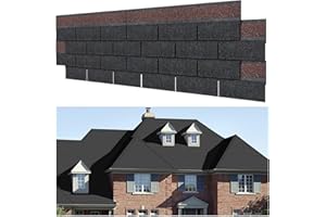 Maasechs 7 Pack 39'' X13'' Double Layer Asphalt Roof Shingles for Home 3-tab Roofing Shingles Tile Repairing Self Adhesive Shed Decor for Outdoor Garage Pet House Cover 10.7 Square Feet(Black)