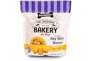 Three Dog Bakery Crunchy Itty Bitty Bones Baked Dog Treats, Cheese, 32 oz