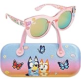 Arkaid BLUEY Girls Sunglasses with Case | Official BLUEY Mini-Handled Sunglasses Case and UV 400 Shades | Kids Size