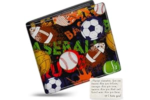 MINDOW Boys Wallet for Kids, Teen Boy Balls Wallets 9-12 8-10 8-12, Cool Novelty Leather Bifold Rfid Blocking Purse Coin Pocket Zipper Id Window for Children Men Male Youth Guys Birthday Christmas Gifts