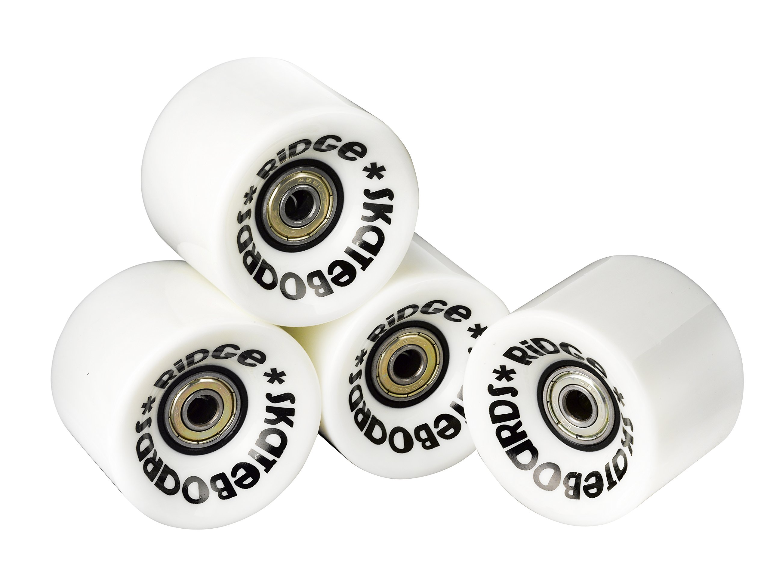Ridge Skateboards Unisex's Parts: 59mm Cruiser Skateboard Wheels, White, R-LOGO-CW
