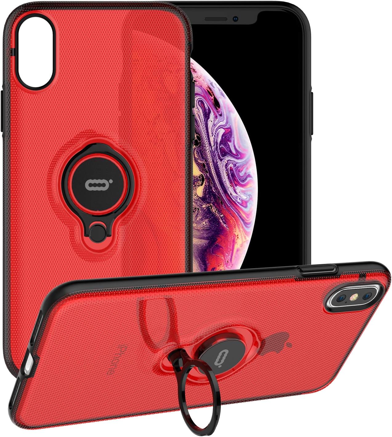 ICONFLANG Phone Case for iPhone XS Max Case, 360 Degree Rotating Ring Kickstand Phone Cover Compatible with iPhone XS Max, Dual Layer Shockproof Impact Protection,Works with Magnetic Car Mount