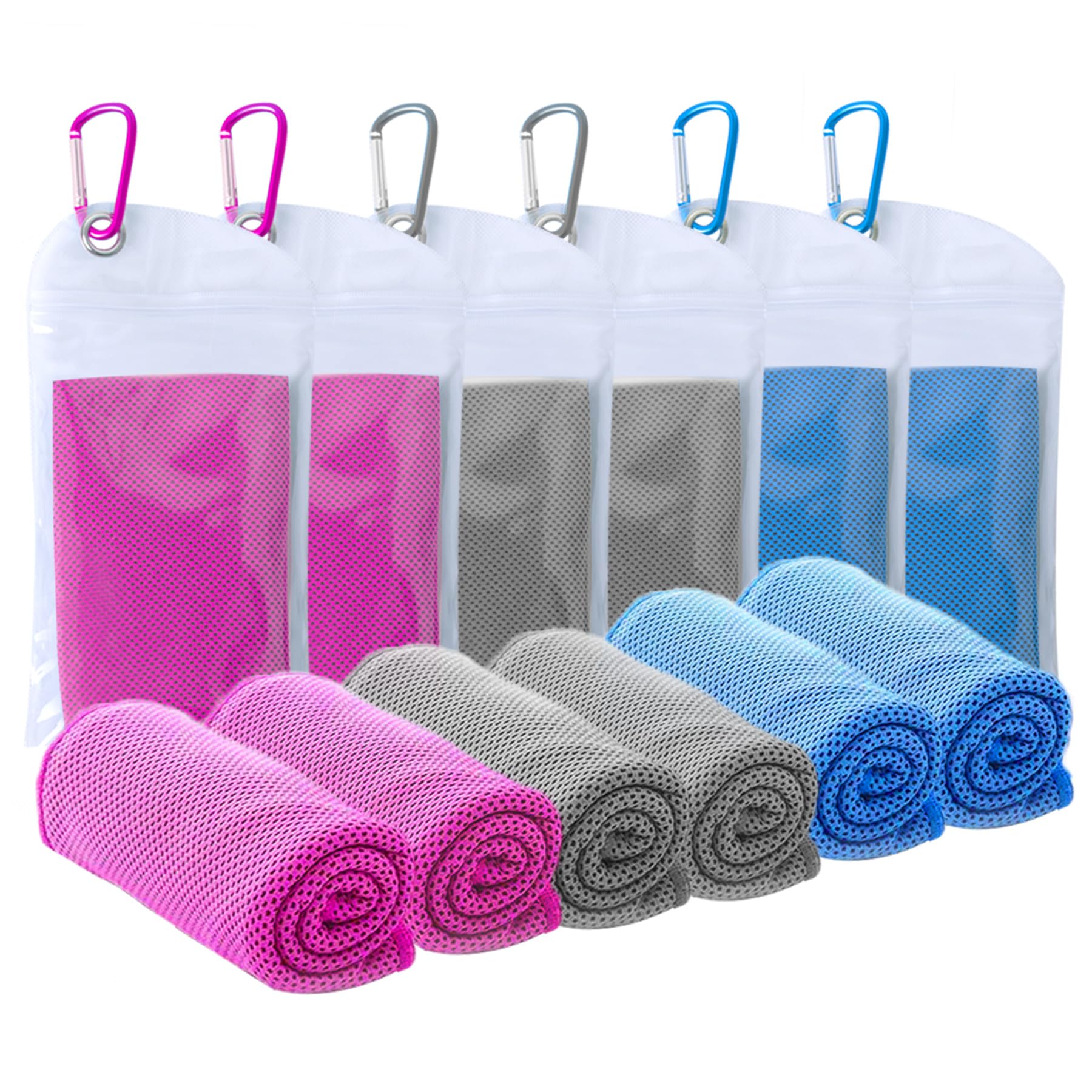 SZELAM [6 Pack] Cooling Towel (40”x 12”) Camping Cooling Towel, Cooling Towels for Neck and Face, Ice Towel for Sport, Yoga, Trip, Beach, Camping, Cruise, Gym and More, Cooling Towels for Athletes