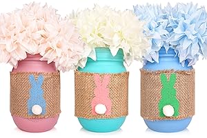CNVOILA Easter Decorations, Easter Mason Jar Decoration, Easter Farmhouse Decor Dinning Rustic Table Centerpieces Decor for Home, Easter Decorations For The Home, Easter Centerpiece For Table…