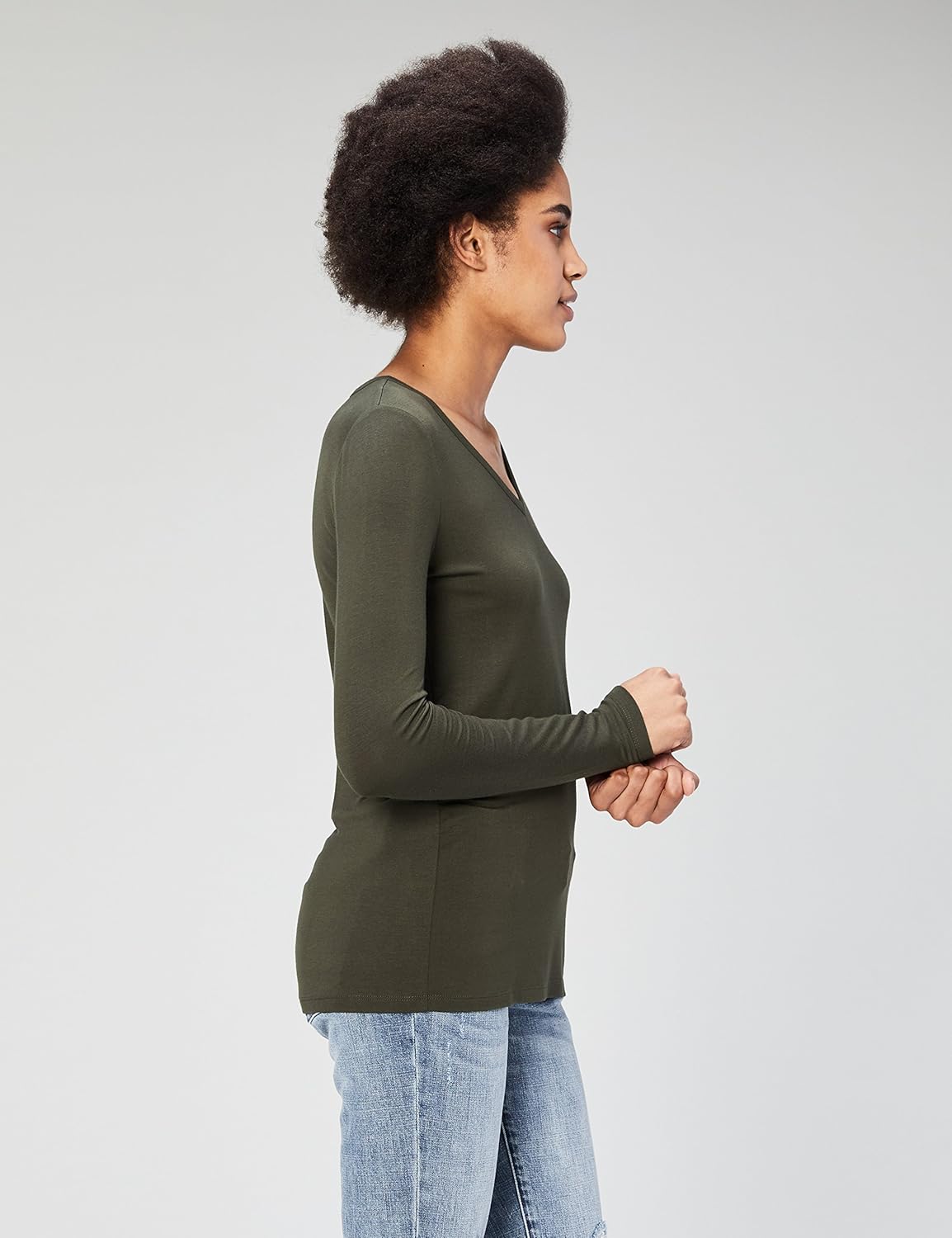  Brand - Daily Ritual Women's Jersey Long-Sleeve V-Neck T-Shirt: Clothing