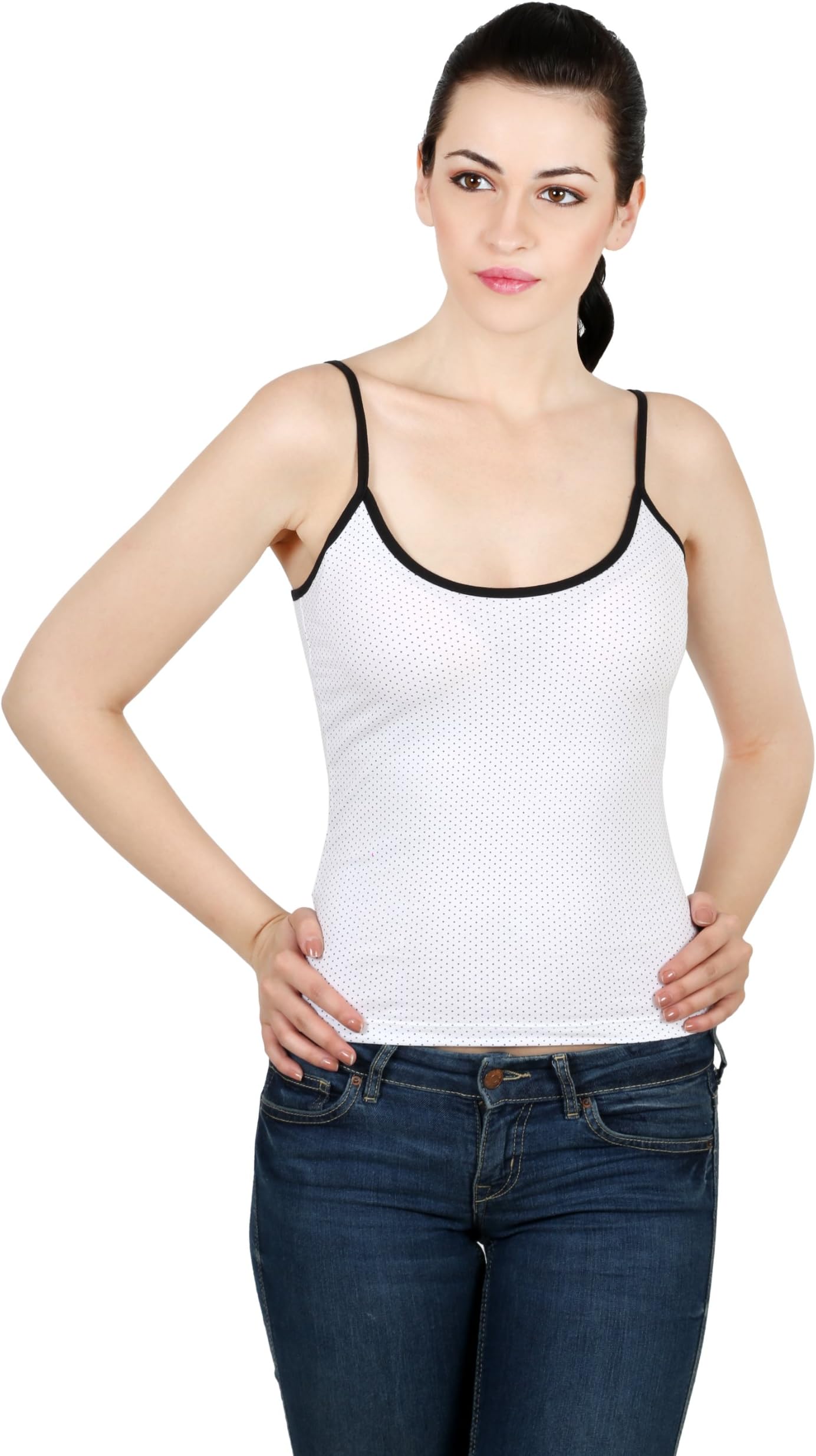 Twin Birds Polka Dot Cotton Jersey Adjustable Spaghetti Strap Cami Camisole