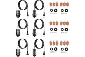 ACBungji 6 Sets Bottle Lamp Kit for Liquor Bottle, DIY Wine Bottle Lamp Kit, Lamp Parts Kit Including 8 FT Lamp Cord with Lamp Socket, 3 Size Tapper Cork, 9mm Glass Drill Bit and Lid