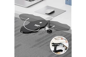 CABTE Computer Arm Rest for Desk,180° Adjustable Rotating Ergonomics Desk Extender Tray,90° Foldable Arm Wrist Rest Shelf, Elbow Arm Support Rest Holder for Home and Office (Black)