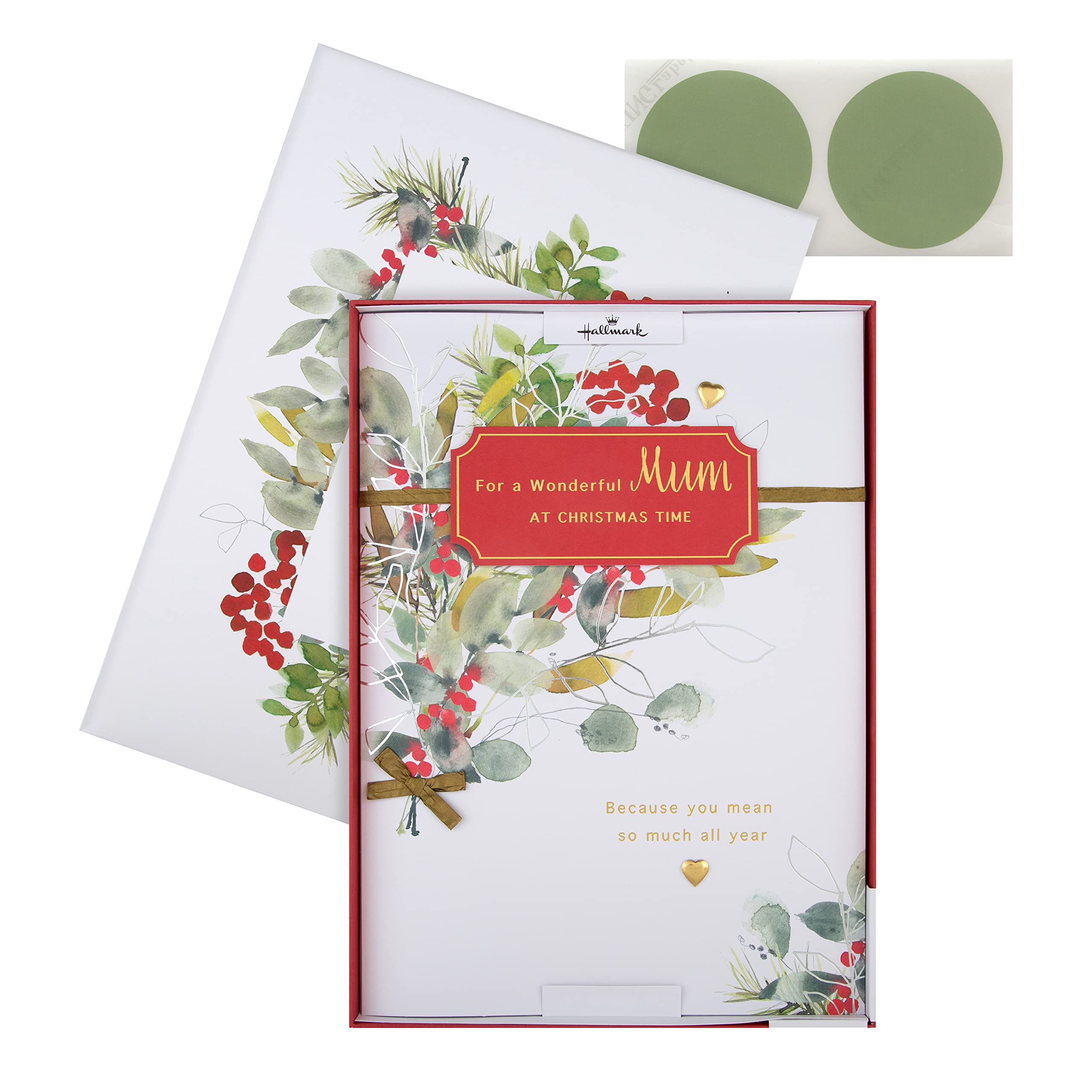 Hallmark Boxed Christmas Card for Mum - Classic Seasonal Foliage Design