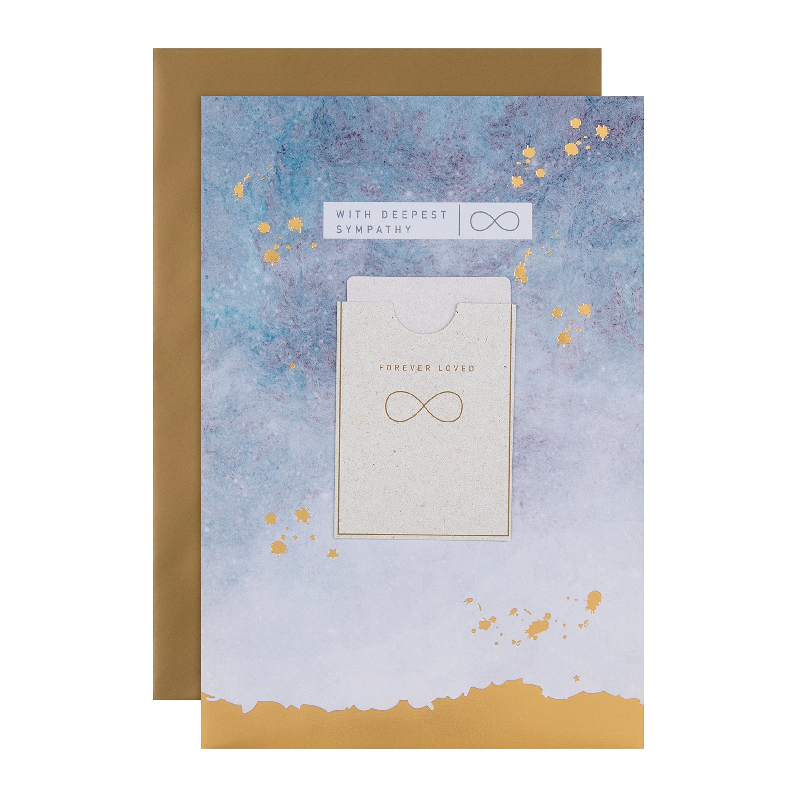 Hallmark Sympathy Card - Contemporary Marbled Ink and Foil Design with Keepsake