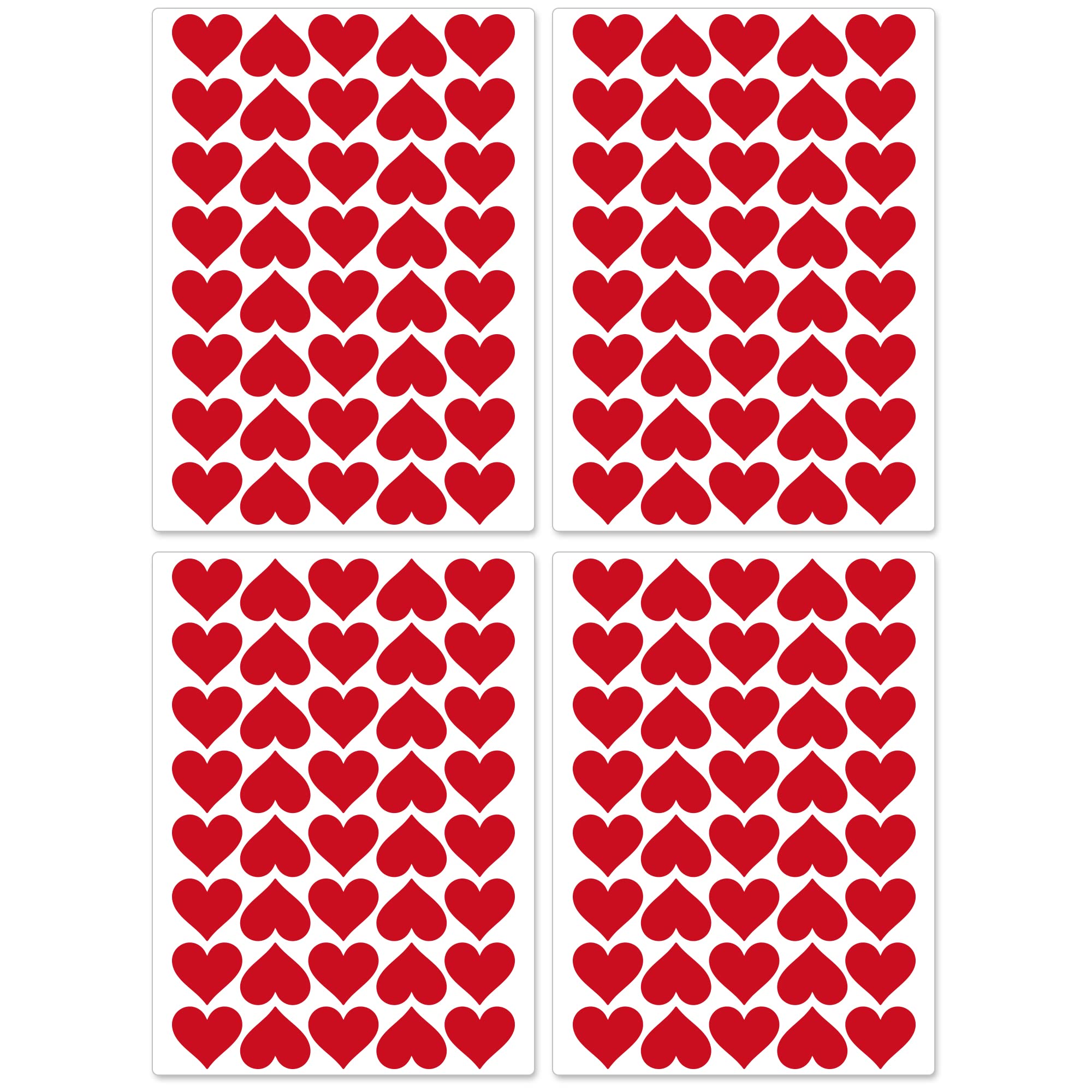 PREMYO Set of 160 Heart Wall Stickers Kids - Nursery Decor Easy to Apply - Decals for Bedrooms for Girls Boys Red